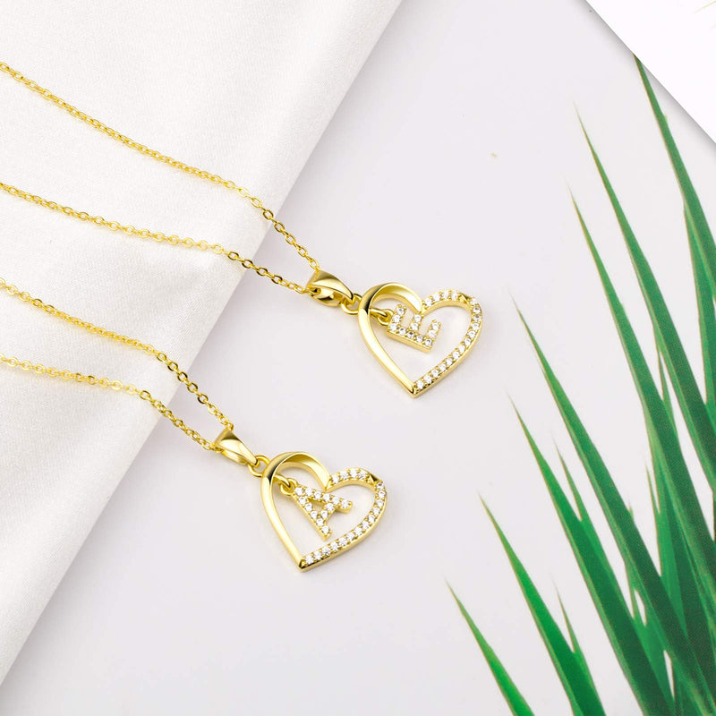 [Australia] - KIMIONE Heart Initial Necklace for Women, 14K Gold Plated Heart Initial Necklaces, Cubic Zirconia Dainty Initial Heart Necklace for Women Teen Girls Jewelry Gifts A-Gold 
