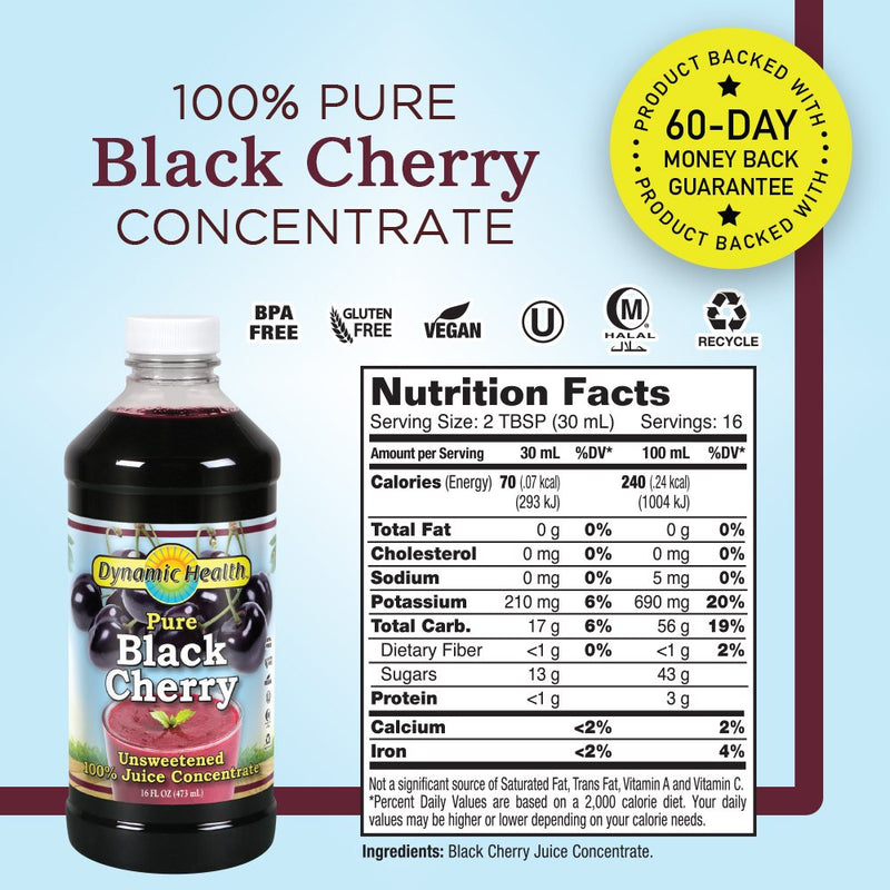 [Australia] - Dynamic Health 100% Pure Black Cherry Juice Concentrate | No Additives | Antioxidant | Urinary Tract & Joint Support | 16 Servings (Packaging Varies) 