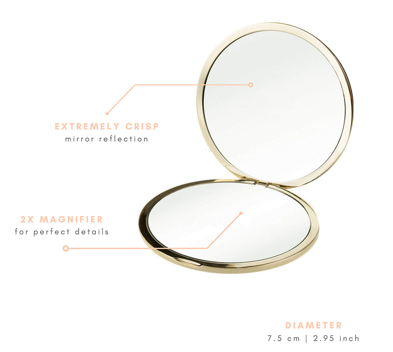 [Australia] - MIŠEL Magnifying Compact Mirror - Gold Metal. Double Sided Handheld Extremely Crisp Compact Magnifying Mirror. Great Compact Mirror for Purses or Travel. Designed 