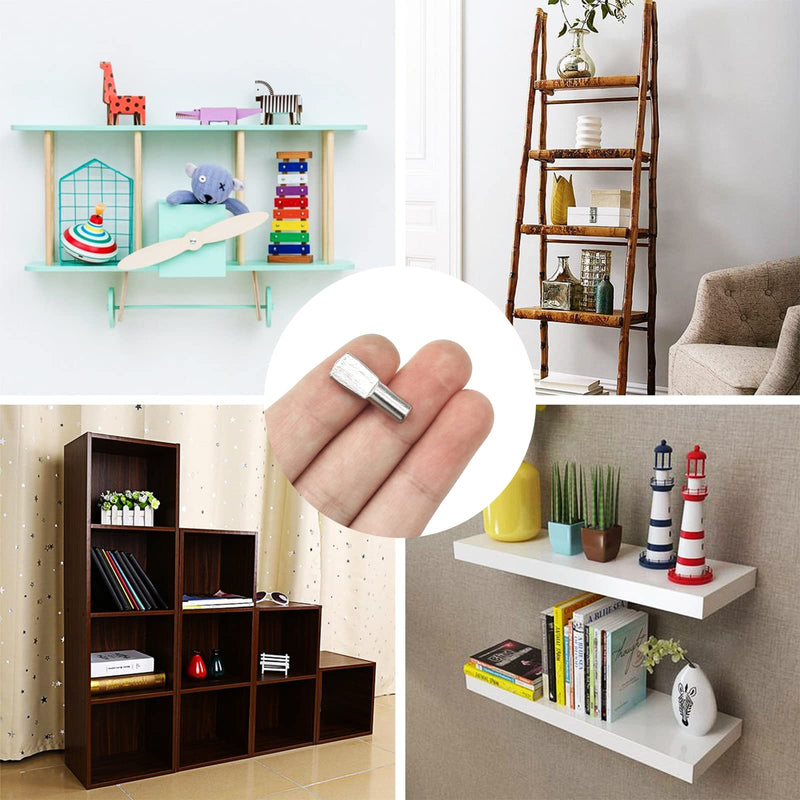 [Australia] - 100 Pcs Shelf Pins Pegs,5mm Spoon Shape Nickel Plated Shelf Support Pegs,Bookshelf Pegs for Shelves,Cabinet Shelf Bracket Pegs Shelf Pins Holders for Kitchen Furniture & Closet 