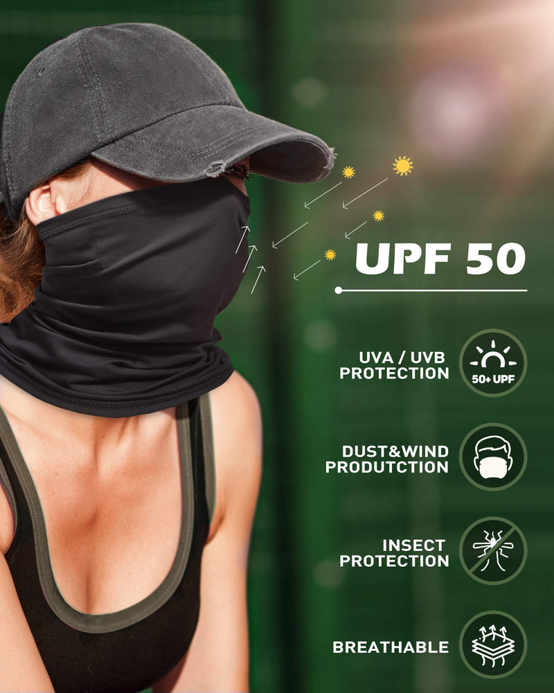 [Australia] - OMDEX Neck Gaiter, UPF 50+ Face Cover for UV Sun Protection, Bandanas for Sports Black 