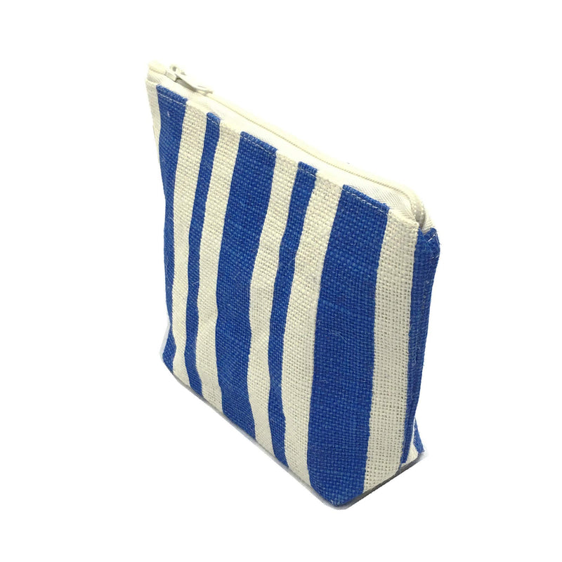 [Australia] - Burlap Cosmetic Bag Makeup Bags Jute Toiletry Pouch Kit Zip Wallet For Women Eco- Friendly Accessory (Stripe) Striped 