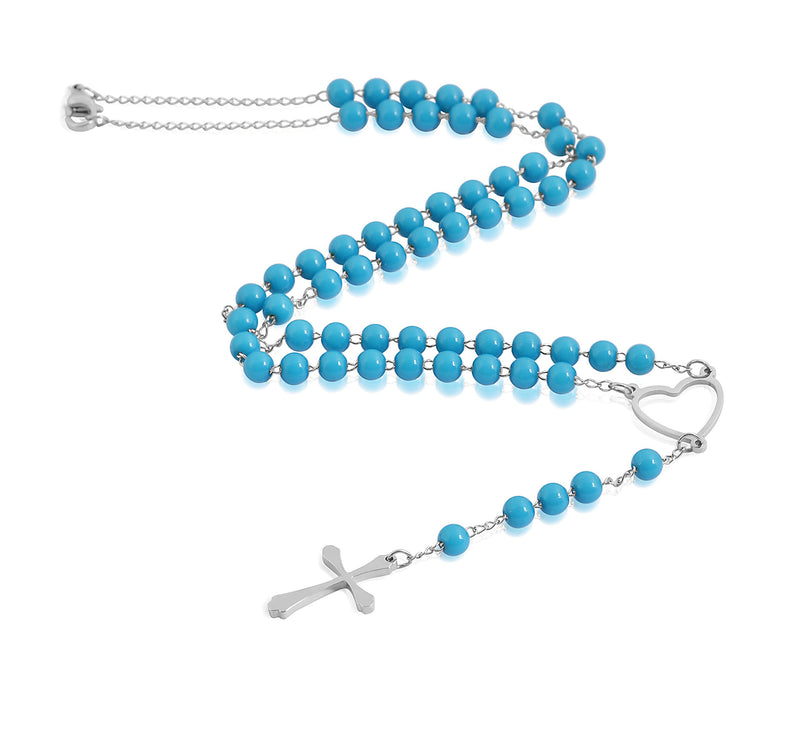 [Australia] - EDFORCE Stainless Steel and Turquoise Rosary 