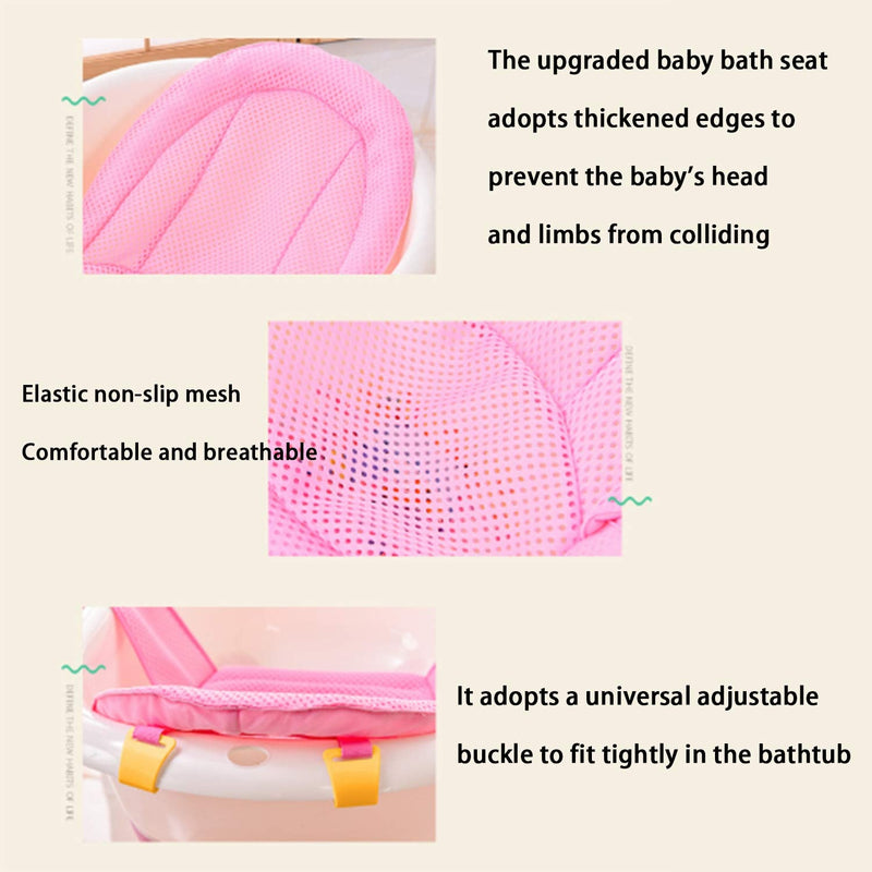 [Australia] - Upgraded Baby Bath Support Seat Baby Bath Net Newborn Shower Mesh Infant Bath Support Pad Non-Slip Bathtub Seat Support Mat Adjustable Comfortable Baby Shower Bathtub Sit Up Mesh for Infant 0-3 Years Pink(No Bathtub) 