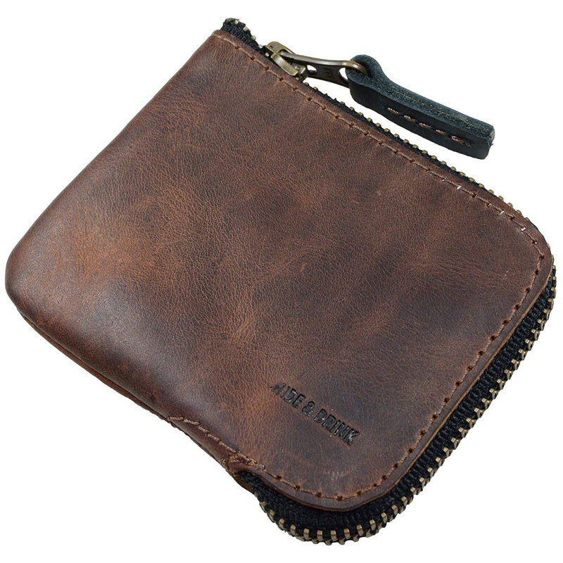 [Australia] - Hide & Drink, Leather Zippered Card Wallet, Holds Up to 8 Cards Plus Folded Bills & Coins, Cash Organizer, Everyday Accessories, Handmade Includes 101 Year Warranty :: Bourbon Brown 