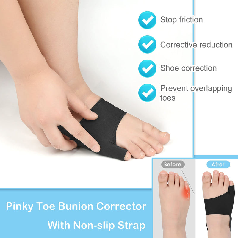 [Australia] - DYKOOK Tailors Bunion Corrector 1Pair Bunionette Sleeves Built-in Gel Pads Silicone Cover Guard with Non-Slip Strap to Relief Bunion Pinky Toe Pain, Straighten Bunionette,Overlapping Toe(Black-Small) Black S 