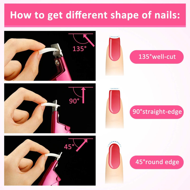 [Australia] - Acrylic Nail Clipper Nail Trimmer with Cuticle Pusher Spoon Nail Cleaner and 2 Pieces Nail Files Manicure Tools for Artificial Nail (Black)(Purple) 