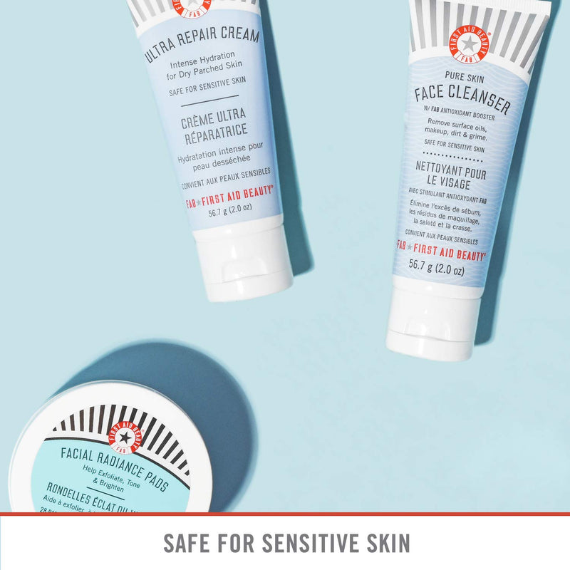 [Australia] - First Aid Beauty FAB Faves to Go Kit: Travel Size Face Cleanser, Exfoliator Pads and Moisturizer 