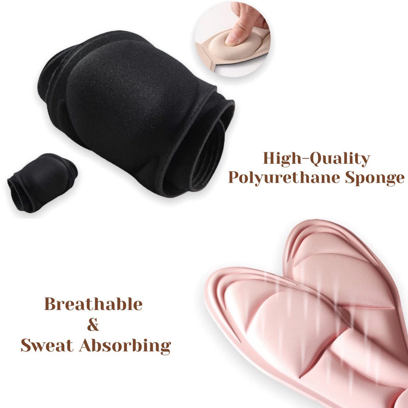 [Australia] - CB 2 Pairs 5D Sponge Insoles Shoe Inserts Liners Cushion Breathable Absorption Arch Pain Barefoot Support Heel Pain Relief Fit Women 5-8.5, Men 4-7, Black Style A-2 Pairs Black 