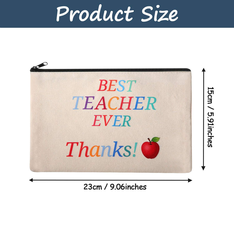 [Australia] - 10 Pieces Teacher Gifts Bag Cosmetic Bags Teacher Makeup Pouch Pencil Bag Travel Toiletry Case with Zipper for Teacher Appreciation Gifts (Best Teacher Ever) 