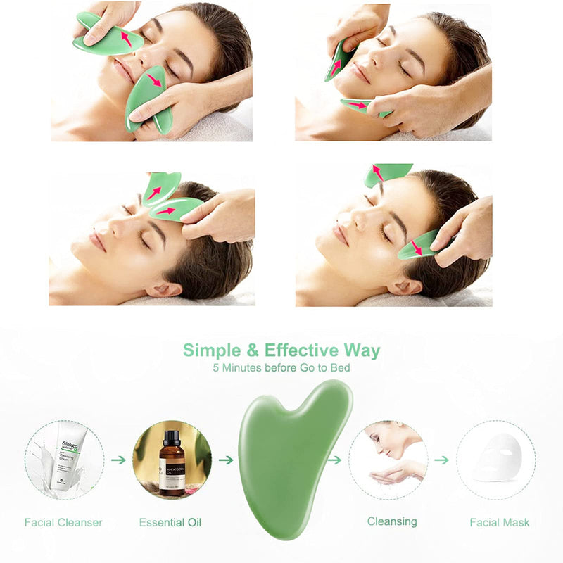 [Australia] - Gua Sha Facial Tools Gua Sha Massage Tool Guasha Tool for Face Jade Gua Sha Stones Used for SPA Face Eyes Neck and Body(Dark Green 2 Pack) Dark Green * 2 Pack 
