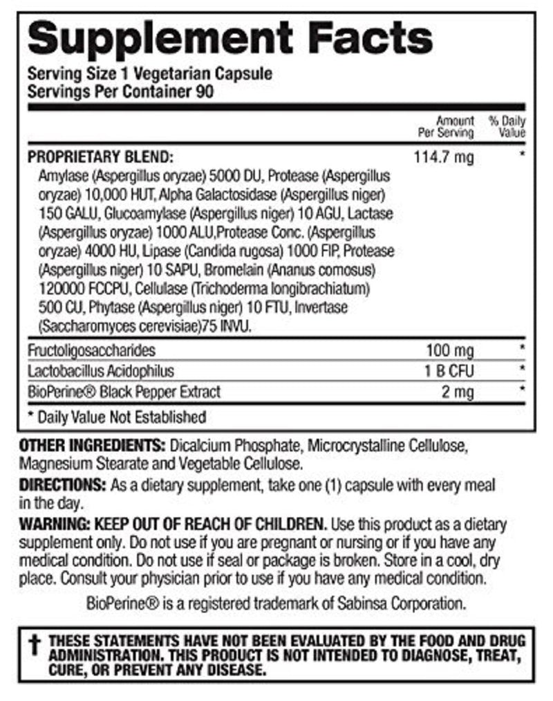 [Australia] - Top Secret Nutrition Digestive Enzymes with Prebiotics and Probiotics, and Bioperine for Better Digestion and Nutrient Absorption, Helps with Bloating and Gas (90 veggie caps) 90 Count (Pack of 1) 
