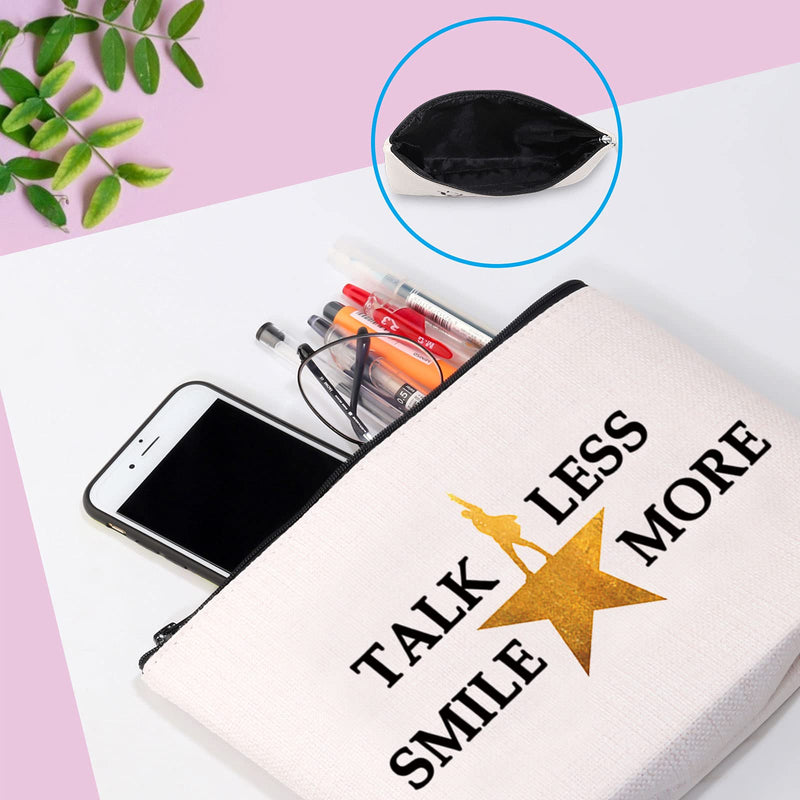 [Australia] - Novelty Hamilton Musical Gift My Thoughts Have Been Replaced by Hamilton Lyrics Talk Less Smile More Cosmetic Bag (TALK LESS SMILE MORE EU) Talk Less Smile More Eu 