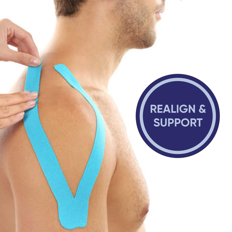 [Australia] - Kinesiology Tape 5m Roll - Sports K Tape for Knee/Muscle Support - Adhesive Uncut Sports & Physio Tape to Improve Blood Circulation, Swelling, Pain-Relief - White 