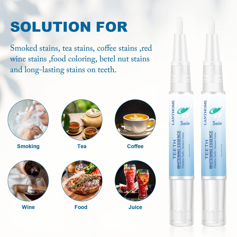 [Australia] - 2PCS Teeth Whitening Essence, Teeth Whitening Pen, Instant Teeth Stain Remover Pen, Teeth Whitening Essence Pen, Intensive Stain Removal Teeth Reduce Yellowing 