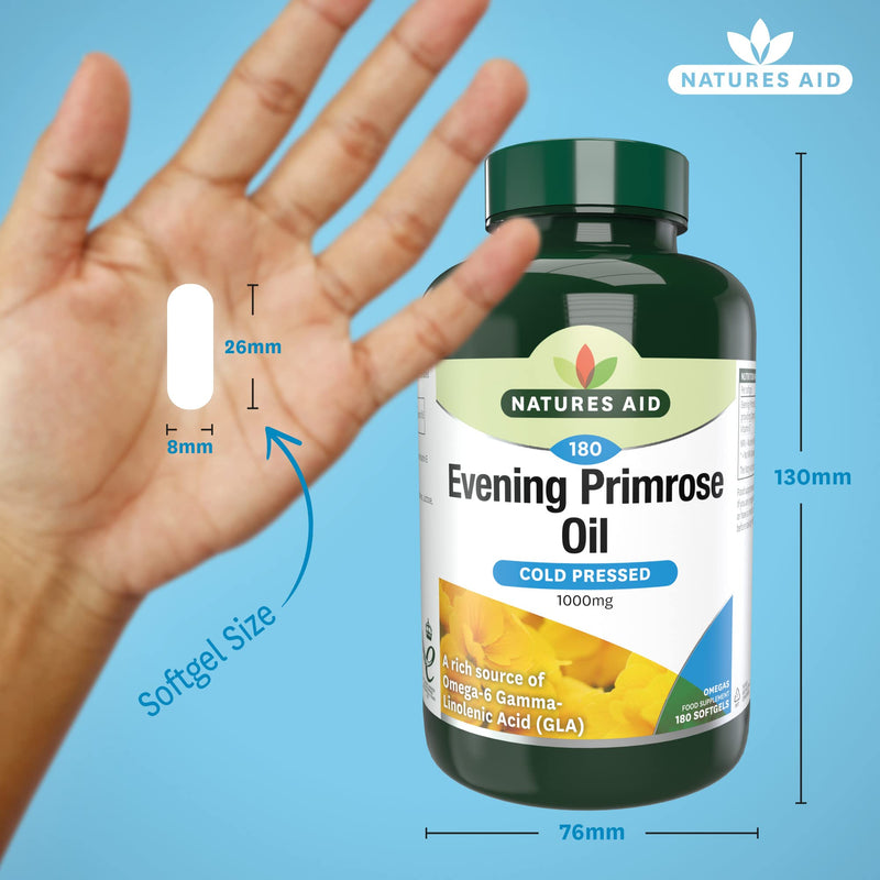 [Australia] - Natures Aid Evening Primrose Oil 1000 mg, Cold Pressed, Omega-6 GLA, 180 Softgel Capsules 