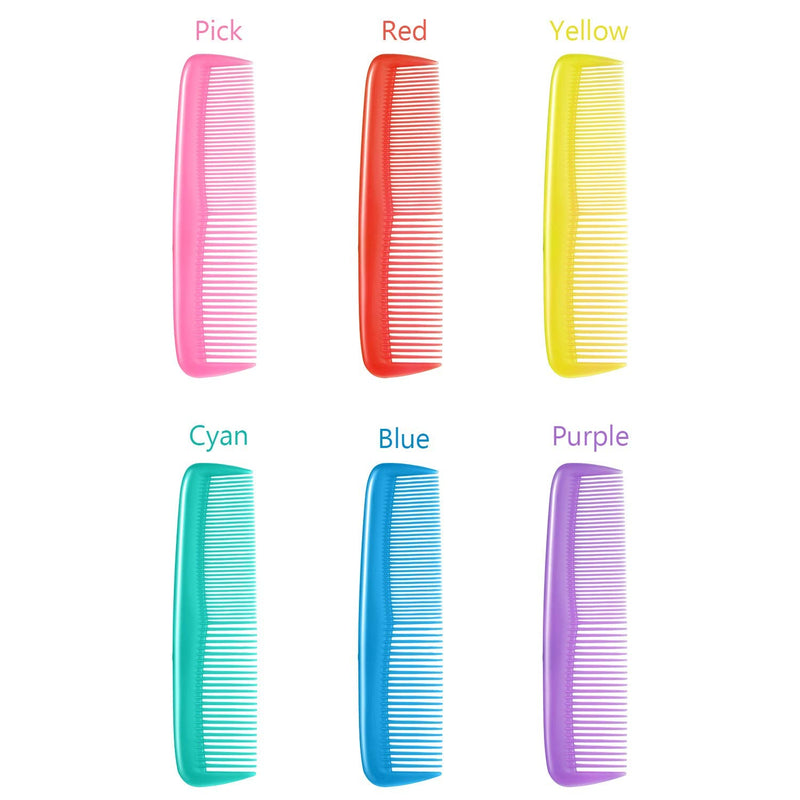 [Australia] - 24 Pieces Hair Combs Set Plastic Hair Comb for Women and Men, Fine Dressing Comb (Yellow, Purple, Green, Blue, Red, Pink) 