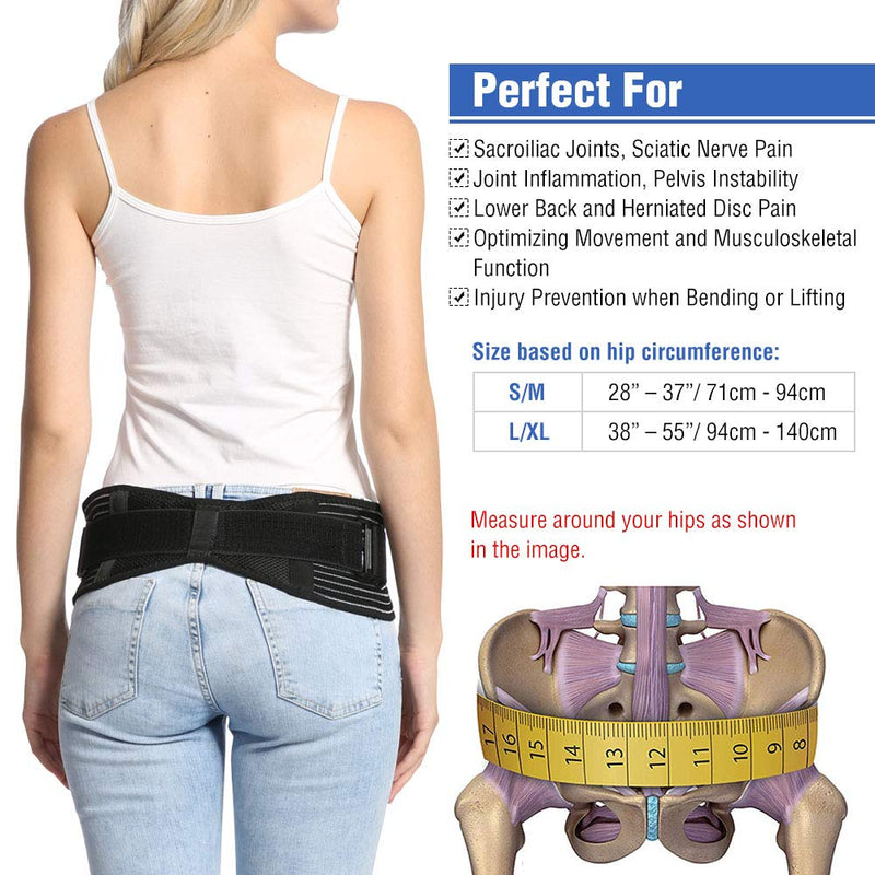 [Australia] - Sacroiliac Hip Belt for Women and Men Alleviate Sciatic, Pelvic, Lower Back and Leg Pain, Stabilize SI Joint | Trochanter Belt | Anti-Slip and Pilling-Resistant, L (L/XL (Hip 37” – 55”)) 