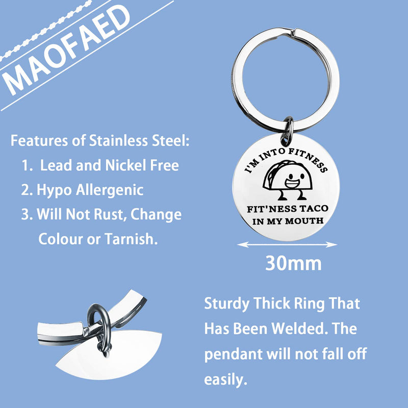 [Australia] - MAOFAED Funny Taco Gift Taco Lover Gift Tacos Keychain Mexican Food Jewelry I'm Into FitnessS Fit'ness Taco in My Mouth Fitness Taco In My Mouth 