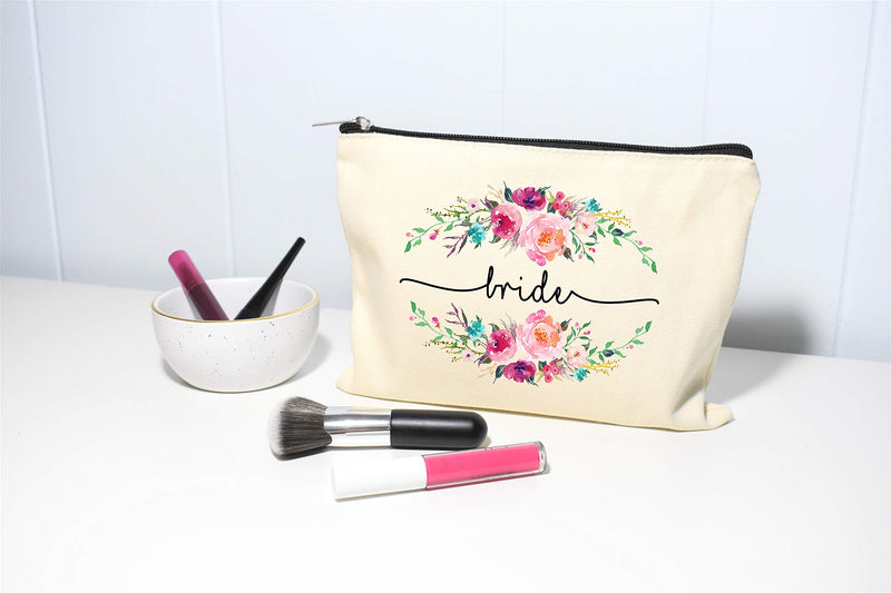 [Australia] - Bride Makeup Bag, Bride Gift, Bride Cosmetic Bag, Engagement Gift, Bride Makeup Zipper Pouch, Bridal Shower, Engagement Gift 