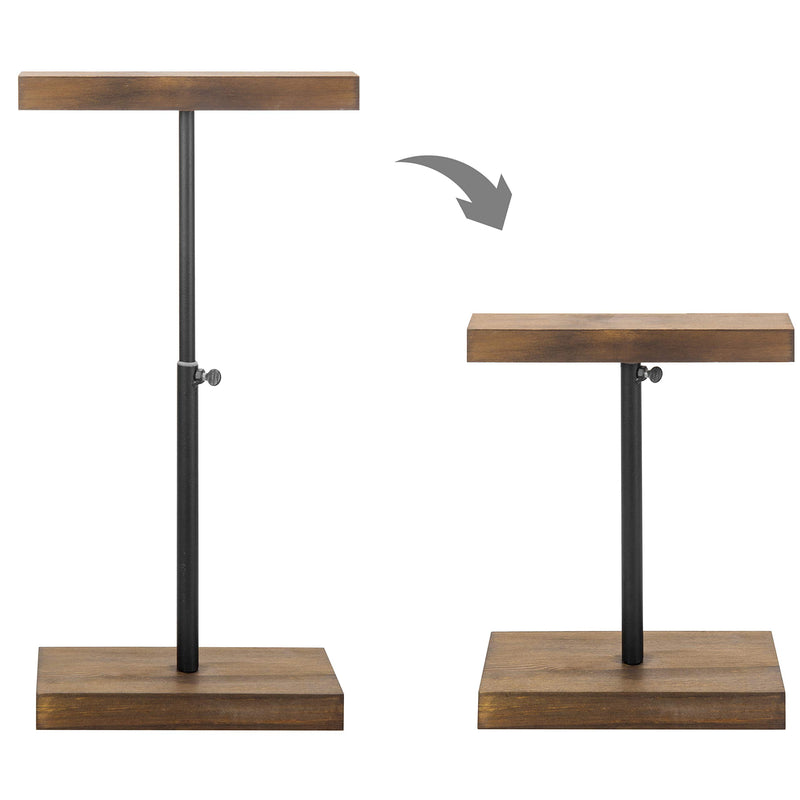 [Australia] - MyGift Adjustable Height Brown Wood & Black Metal T-Bar Jewelry Display Stand/Tabletop Necklace & Bracelet Storage Organizer Standing T-bar 