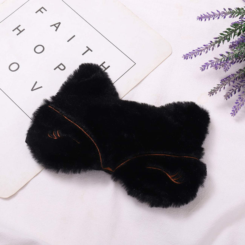 [Australia] - Laahoem Animal Sleep Eye Mask Cute Funny 3D Soft Fluffy Cartoon Eye Mask for Sleeping Travel Breathable Eyeshade Mask Kids Adult Women Fox Black 