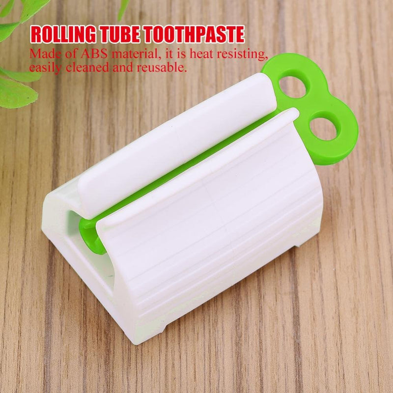 [Australia] - Rolling Tube Toothpaste Squeezer Novel Rotate Handle Dispenser Super Convenient Saver Multipurpose Sucker Easy Plastic Stand Holder for Bathroom(Green) Green 