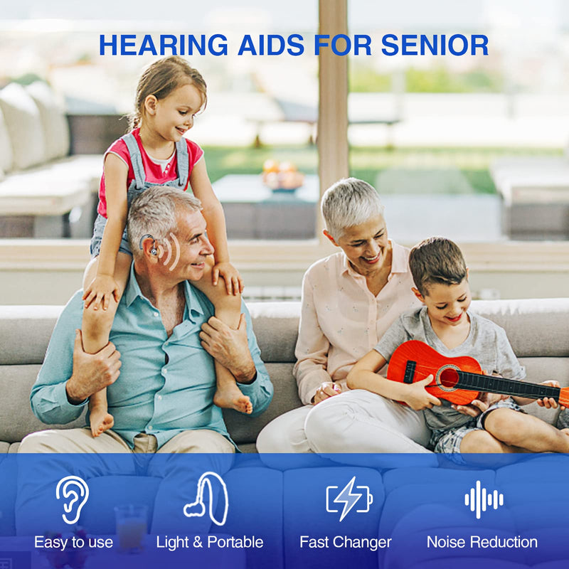 [Australia] - Accistella GM-105 Hearing Aids for Adults Seniors, Rechargeable BTE (Behind The Ear) Hearing Amplifier with Upgraded Noise Reduction, Silver Gray 