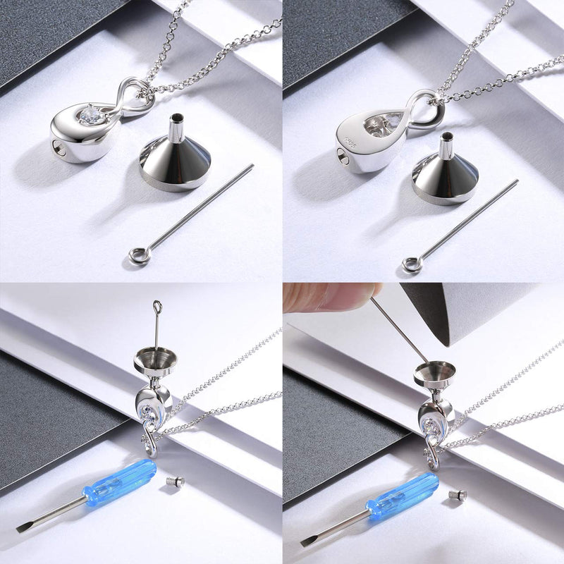 [Australia] - APOTIE Infinity Cremation Jewelry for Ashes 925 Sterling Silver CZ Heart Teardrop Pendant Keepsake Memorial Funeral Urn Women Necklace for Your Everlasting Memories 