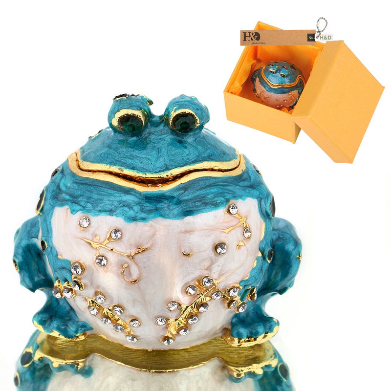 [Australia] - YUFENG Frog Figurines Trinket Box Hand-Pinted Keepsake Box Ring Jewelry Storage Holder Figurine Collectible 