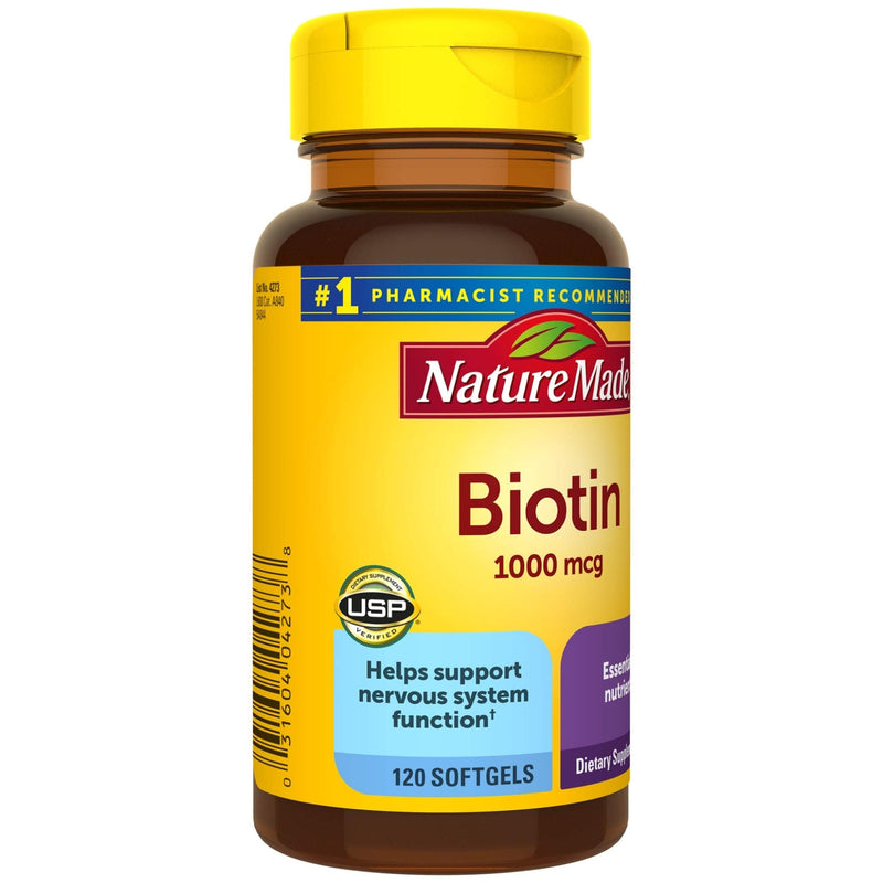 [Australia] - Nature Made Biotin 1000 mcg, Dietary Supplement Supports Healthy Hair & Skin, 120 Softgels, 120 Day Supply 120 Count (Pack of 1) 
