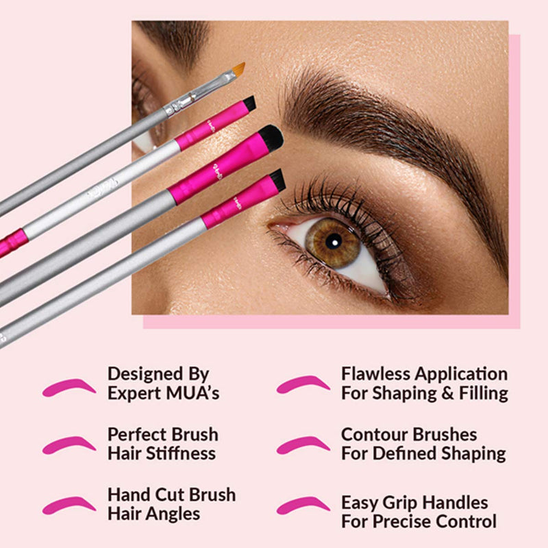 [Australia] - Vertex Beauty Eyebrow Brush Set – Stiff Angled Brow Brushes and Firm Comb | Duo Spoolie For Blending Gel | Angle Makeup Brushes Slanted For Filling Pomade | Small Dense Concealer Brush For Eyebrows 