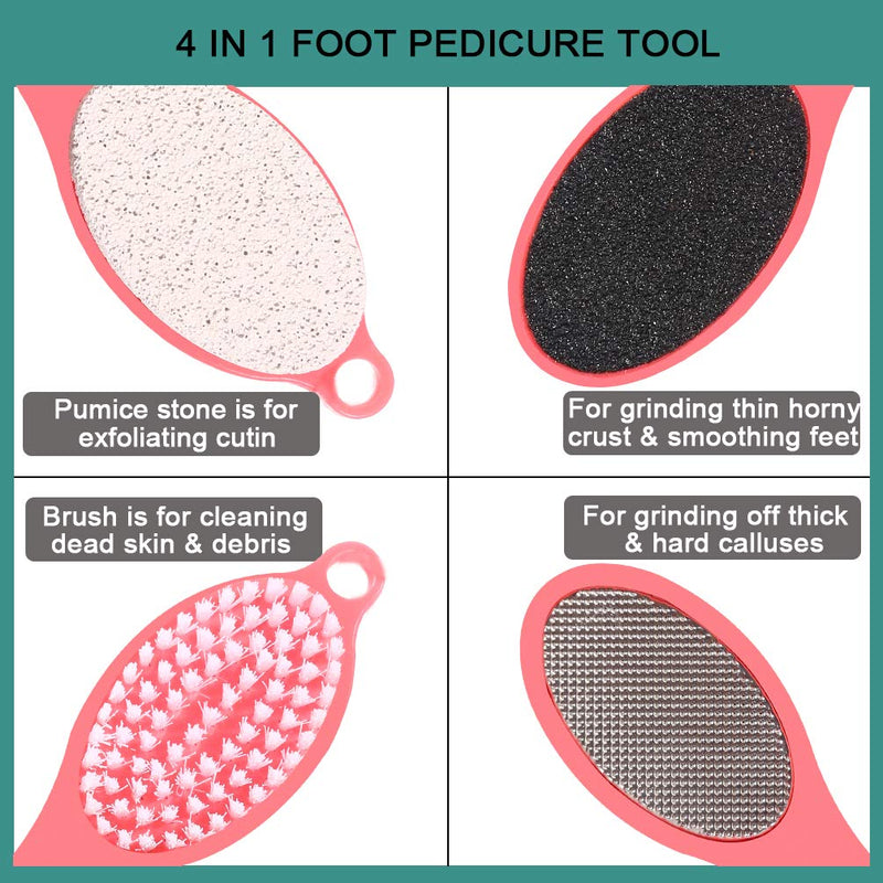 [Australia] - CAREHOOD Foot File Callus Remover - Multi Purpose 4 in 1 Feet Pedicure Tools with Foot Scrubber, Pumice Stone, Foot Rasp and Sand Paper for Home Foot Care (Red Pedicure Foot File) Red Pedicure foot file 