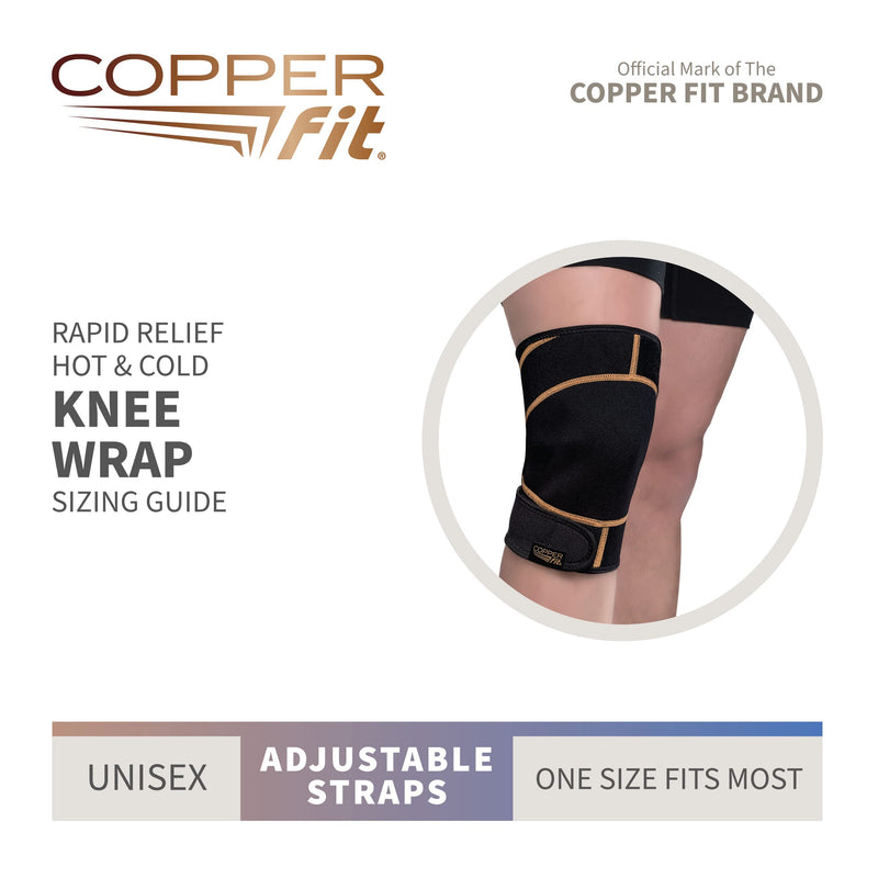 [Australia] - Copper Fit unisex adult Rapid Relief Knee Wrap with Hold/Cold Therapy Abdominal Support, Black, Adjustable 
