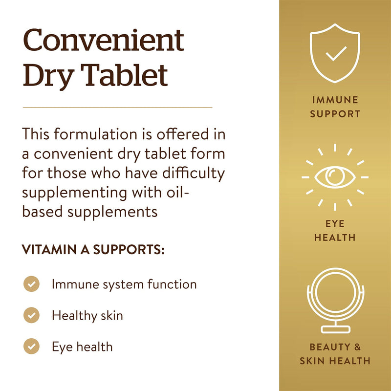 [Australia] - Solgar Dry Vitamin A 1500 mcg (5000 IU), 100 Tablets - Supports Healthy Eyes, Skin & Immune System - Non-GMO, Vegan, Gluten Free, Dairy Free, Kosher - 100 Servings 