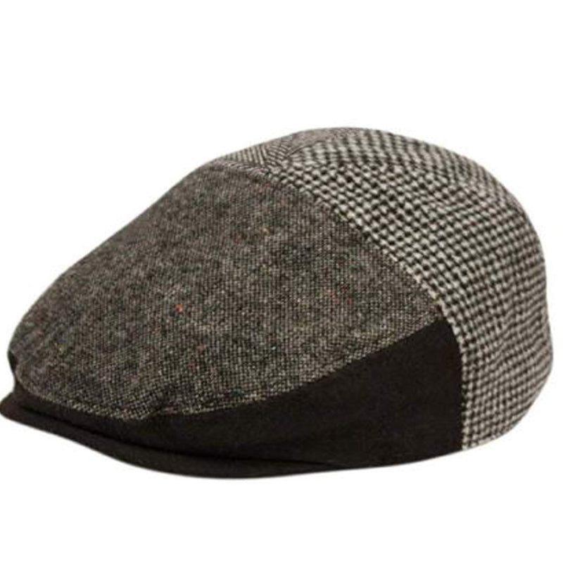 [Australia] - Epoch hats 100% Wool Herringbone Winter Ivy Cabbie Hat w/Fleece Earflaps – Driving Hat X-Large Ive3005black 