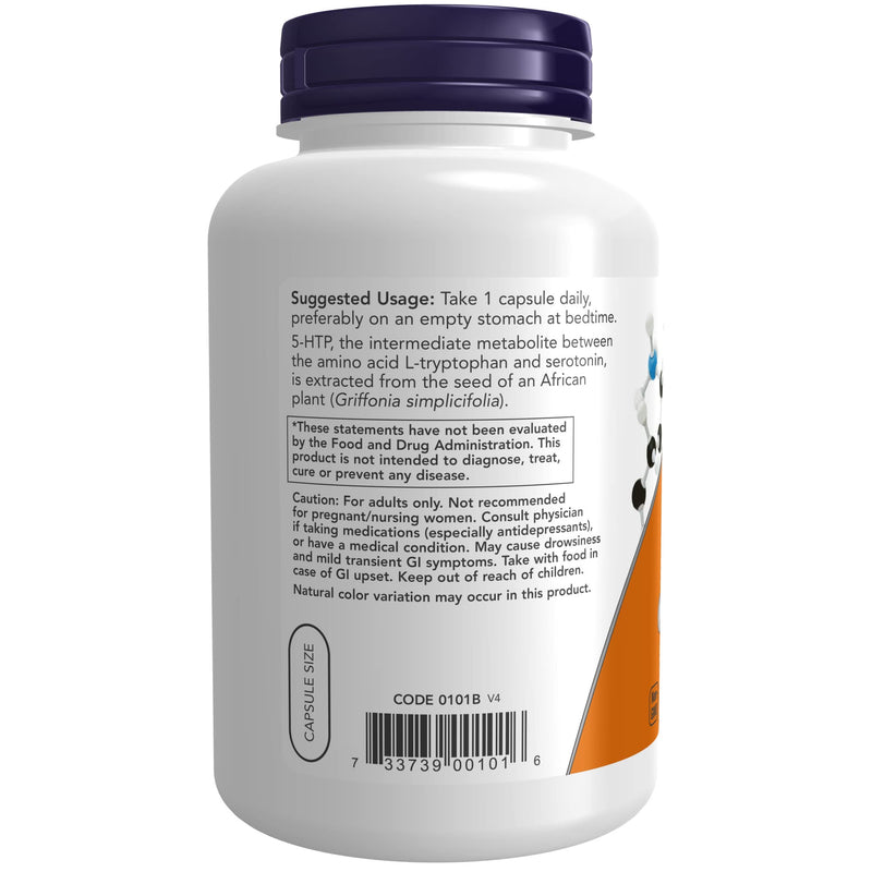 [Australia] - NOW Supplements, 5-HTP (5-hydroxytryptophan) 50 mg, Neurotransmitter Support*, 180 Veg Capsules 