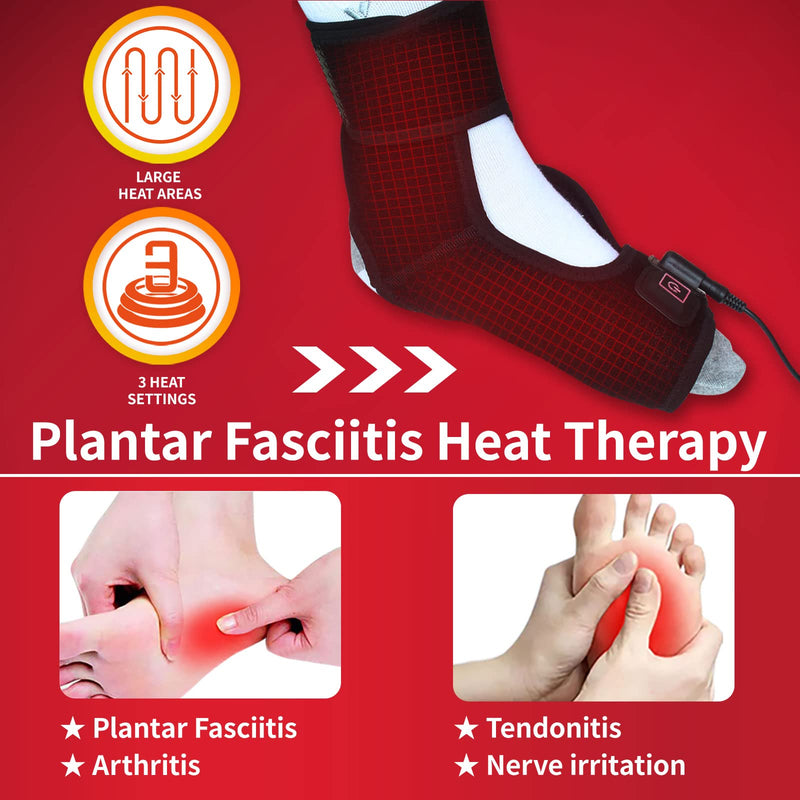 [Australia] - Creatrill Heated Achilles Tendonitis / Plantar Fasciitis Foot Ankle Wrap With 3 Level Controller, Pad for moist heat Therapy, injuries Pain Relief for Sprains, Strains, Arthritis, Torn Tendons 
