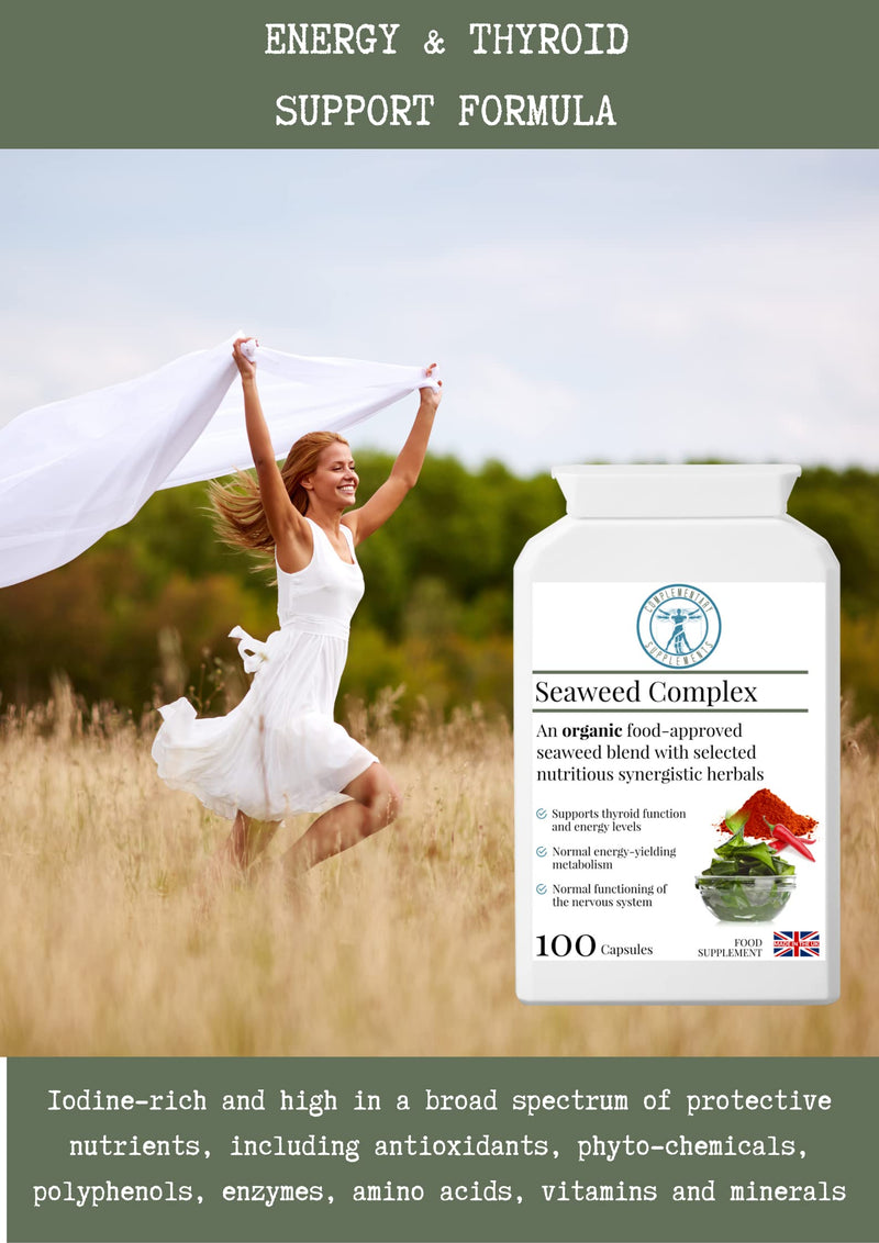 [Australia] - Complementary Supplements - Organic Seaweed Complex - Herbal Thyroid Health Support - Fucus Vesiculosus Bladderwrack, Kelp, Spirulina, Chlorella, Ashwagandha | 100 Capsules 