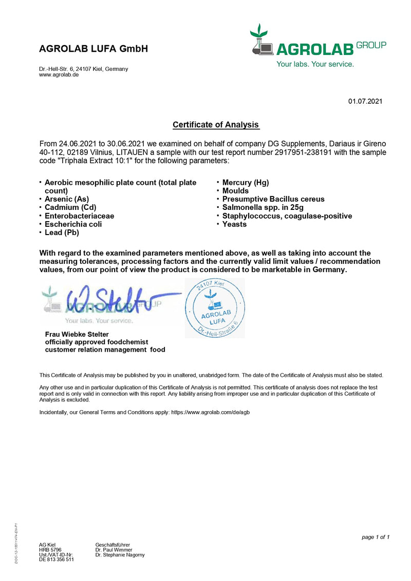[Australia] - Triphala Extract 10:1 (4500mg Equivalent) 120 Vegan Capsules, Certificate of Analysis by AGROLAB Germany, High Strength Supplement, No Fillers or Bulkers, Gluten and GMO Free 