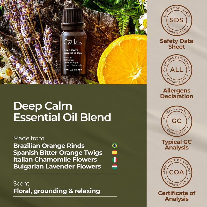 [Australia] - Gya Labs Deep Calm Essential Oil for Diffuser Blend - Calm Oil Essential Oil for Aromatherapy, Body, Uplift, Grounding & Relaxing (10ml) 