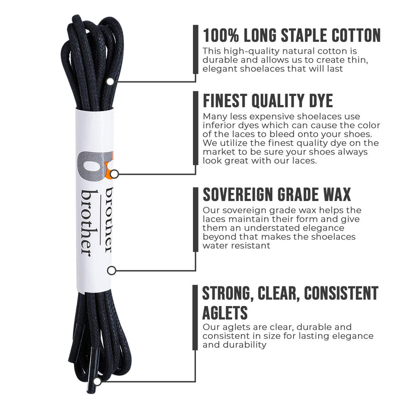 [Australia] - BB BROTHER BROTHER (3 Pairs) Colored Oxford Dress Shoe Laces | Shoe Strings 30’’ (76 cm) Black 