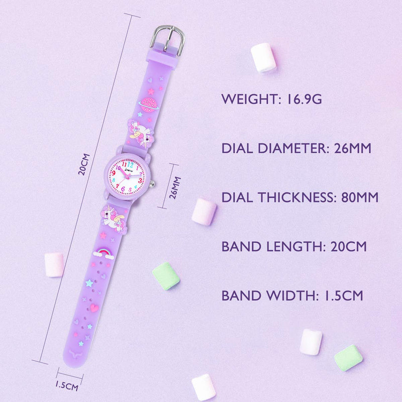 [Australia] - Kids Watch,Girls Watch 3D Cute Cartoon Waterproof Silicone Children Toddler Wrist Watch for 3-10 Year Girls Little Child 02-LightPurple 