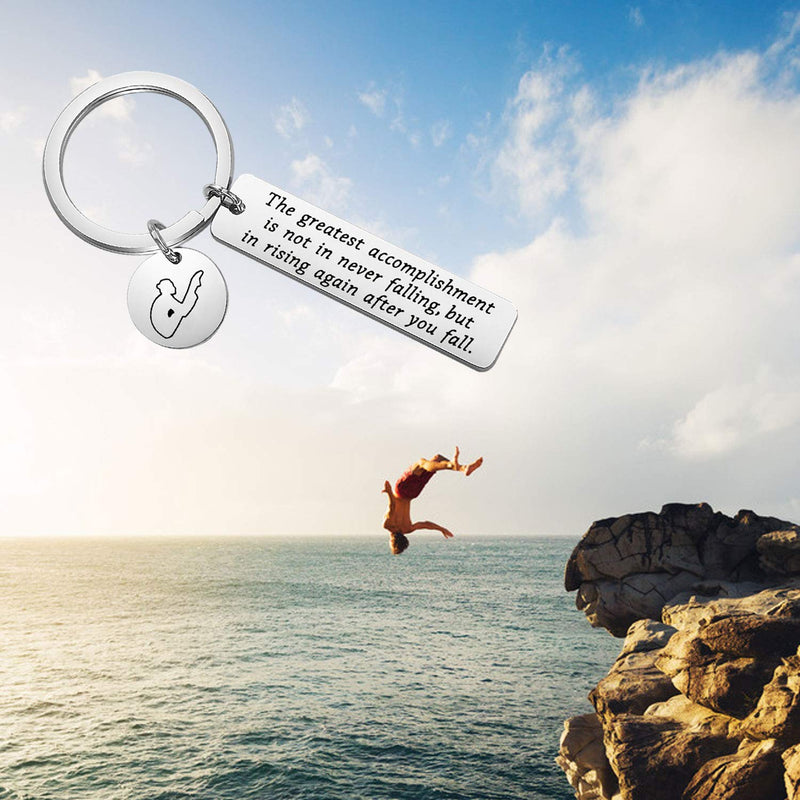 [Australia] - FUSTMW Platform Diving Gifts Keychain Springboard Diving Gifts Diving Swimmer Gifts for Diving Athlete Inspirational Gifts silver 