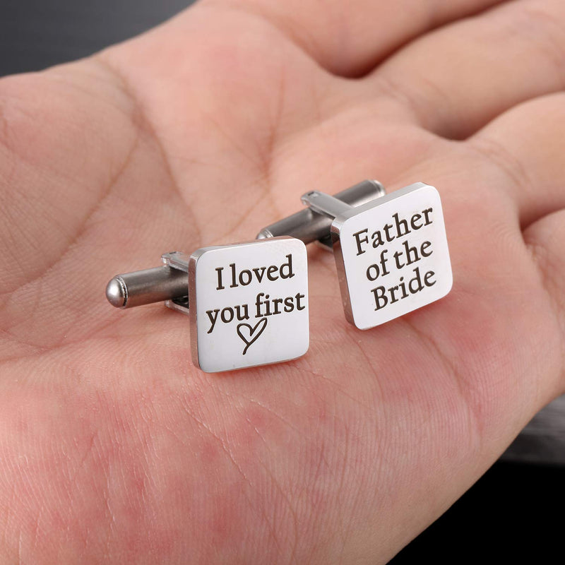 [Australia] - Hazado Father of The Bride Cufflinks, Father of The Bride Gift from Daughter, Gift for Dad on Wedding Day, I Loved You First Cuff Links 