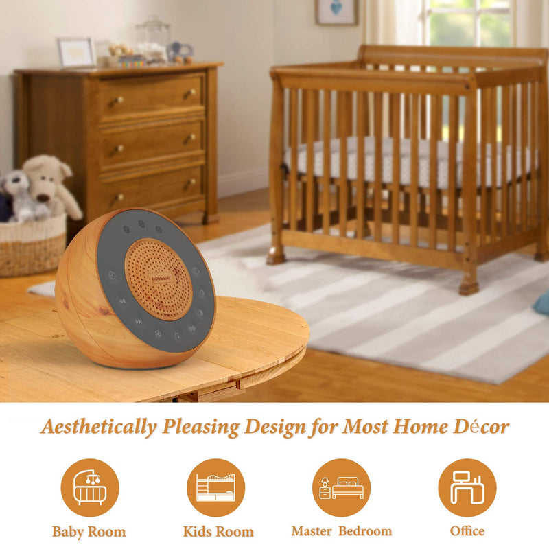 [Australia] - Housbay White Noise Machine with 31 Soothing Sounds, 5W Loud Stereo Sound, Auto-Off Timer, Adjustable Volume, Sleep Sound Machine for Baby, Kid, Adult -Wood Grain 