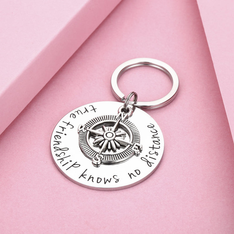 [Australia] - Udobuy Best Friend Keychain - True Friendship Knows No Distance Compass Keychain Long Distance Relationship Gifts 