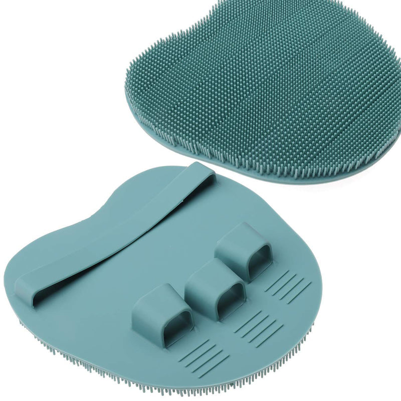 [Australia] - 1 Pack Soft Silicone Shower Brush Body Wash Bath Exfoliating Skin Massage Scrubber, Dry Skin Brushing Glove Loofah, Fit for Sensitive and All Kinds of Skin(Eucalyptus Green) #1 GREEN 