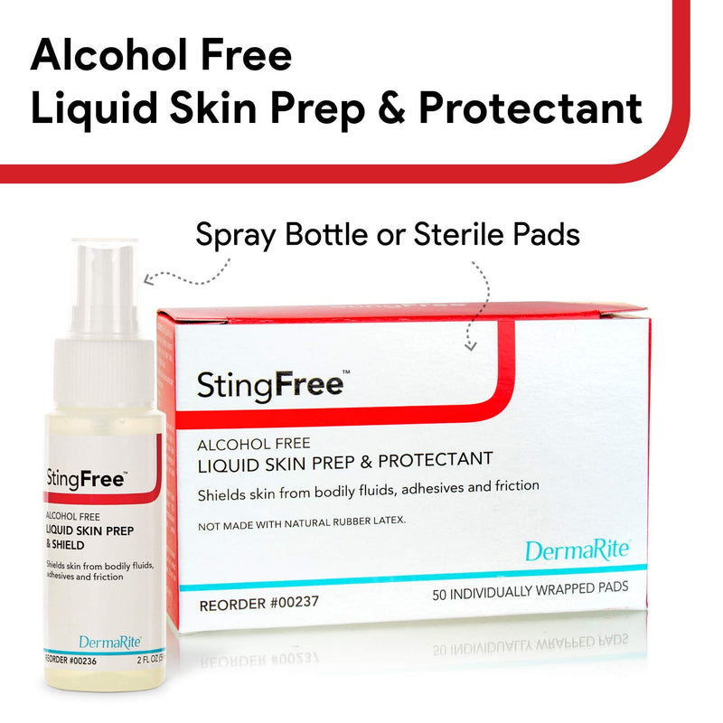 [Australia] - DermaRite StingFree Alcohol Free Liquid Skin Prep/Protectant Pads 50 ea 
