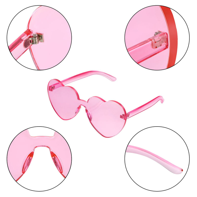 [Australia] - Maxdot Heart Shape Sunglasses Party Sunglasses Transparent Pink 